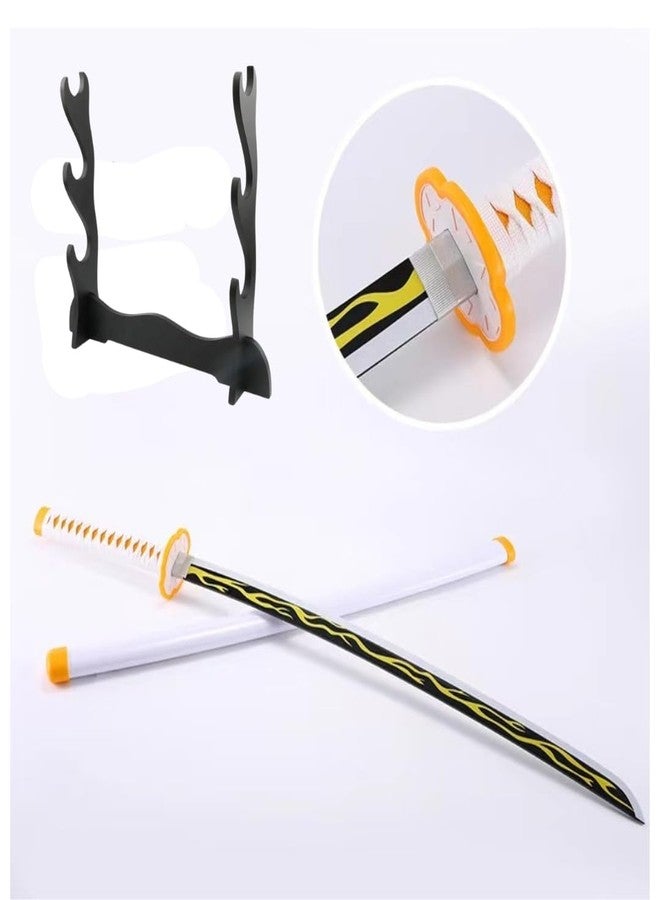 EXCELCHOICE Demon Slayer Zenitsu Katana Wooden Sword Toy Life Size Nichirin 104CM Bamboo Wood (with Stand) Anime Cosplay Replica (Stand: Triple Layer) - Image 4